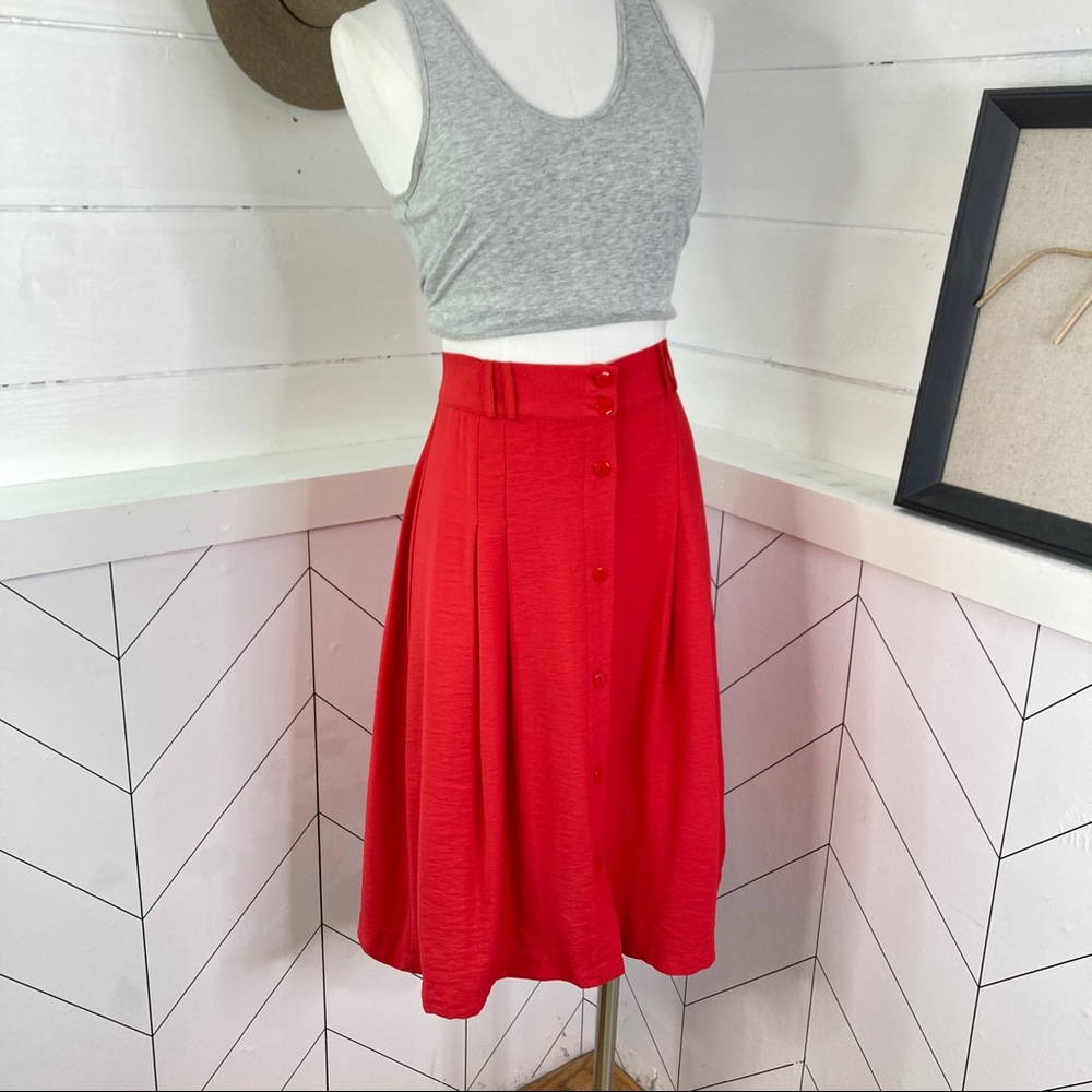 Lumiere Red Button Front Skirt